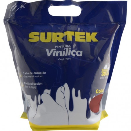 SPB2309 Surtek Pintura vinílica en bolsa , 3.7 Litros , Rojo óxido