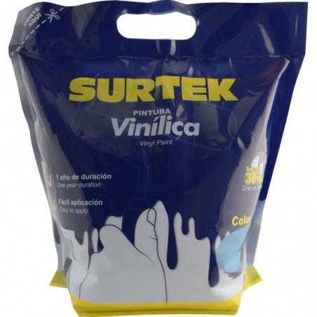 SPB2314 Surtek Pintura vinílica en bolsa , 3.7 Litros , Azul celeste