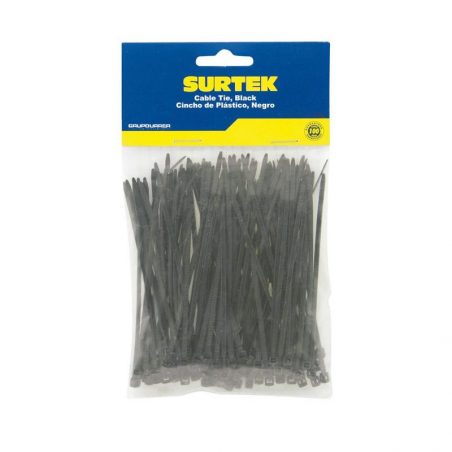 114207 Cinchos plásticos 160 x 4.8 mm, tensión 27 Kg de 50 piezas color negro Surtek