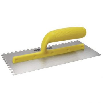 123188 Llana dentada cuadrada de acero al alto carbón con mango plástico 11" x 5" Surtek