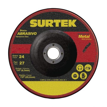 123322 Disco abrasivo tipo 27 para metal 9" x 1/4" Surtek