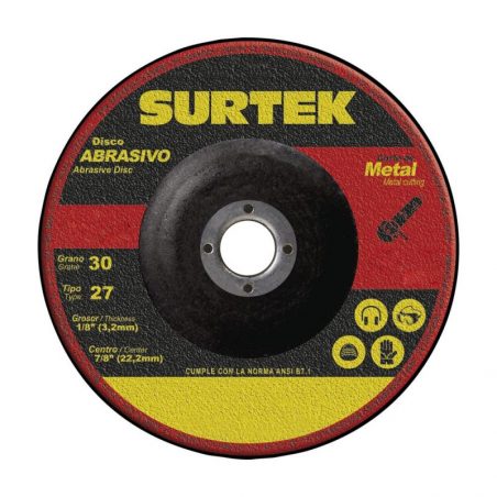 123326 Disco abrasivo tipo 27 para metal 7" x 1/8" Surtek