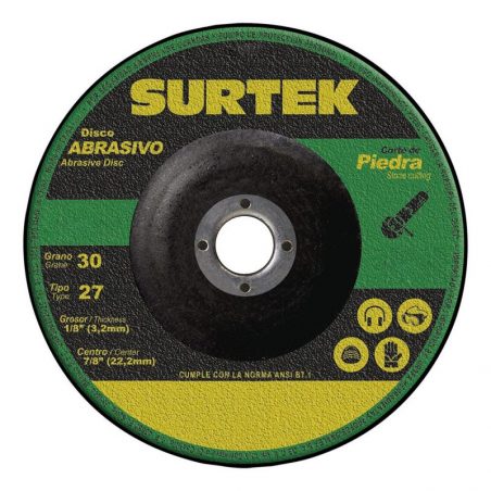 123332 Disco abrasivo tipo 27 para piedra 9" x 1/8" Surtek