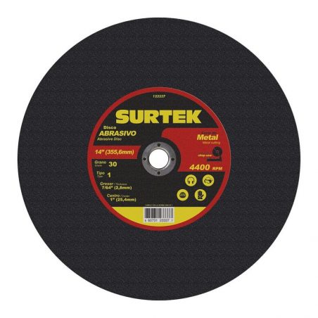 123337 Disco abrasivo tipo 1 para metal 14" x 7/64" Surtek