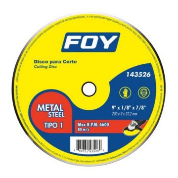 143527 Disco abrasivo tipo 1 para metal 14" x 3.2 mm Foy