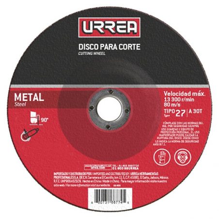 AMGD09 Disco abrasivo tipo 27 para metal 9" x 1/4" Urrea