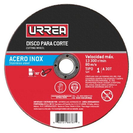 AMSD04 Disco abrasivo tipo 27 para acero inoxidable 4-1/2" x 1/4" Urrea