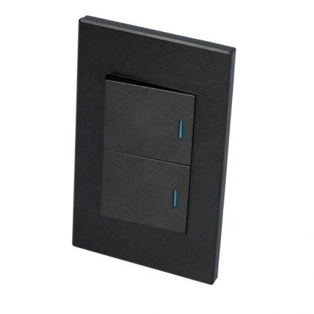 P622N Placa 2 Interruptor 1/2, línea Premium, color negro Surtek