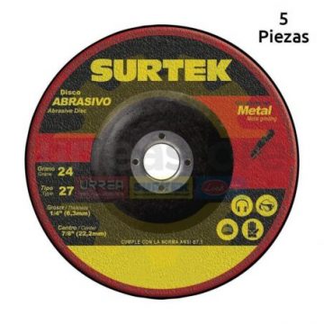 123321 Disco abrasivo tipo 27 para metal 7" x 1/4" Surtek