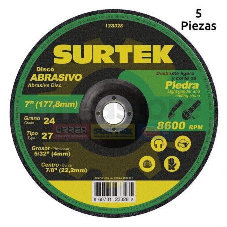 123328 Disco t/27 piedra 7x5/32 pulgadas Surtek