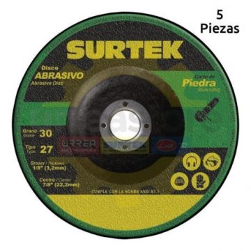 123331 Disco abrasivo tipo 27 para piedra 7" x 1/8" Surtek