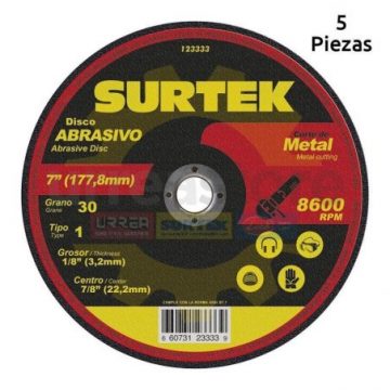 123333 Disco abrasivo tipo 1 para metal 7" x 1/8" Surtek