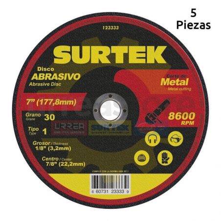 123333 Disco t/1 metal 7x1/8 pulgadas Surtek