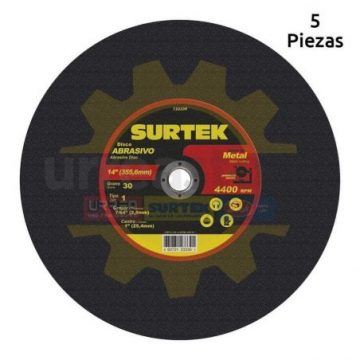 123339 Disco abrasivo tipo 1 para metal 14" x 7/64" para máquina estacionaria Surtek