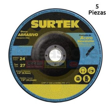128201 Disco abrasivo tipo 27 para metal 7" x 1/4" Surtek