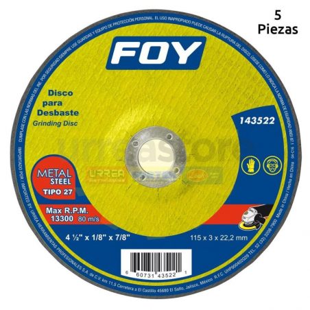 143522 Disco t/27 metal 4-1/2 pulgadas x3mm Foy