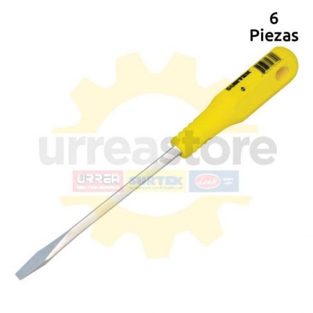 D469 Destornillador amarillo barra cuadra pta plana 1/4x6 pulgadas Surtek