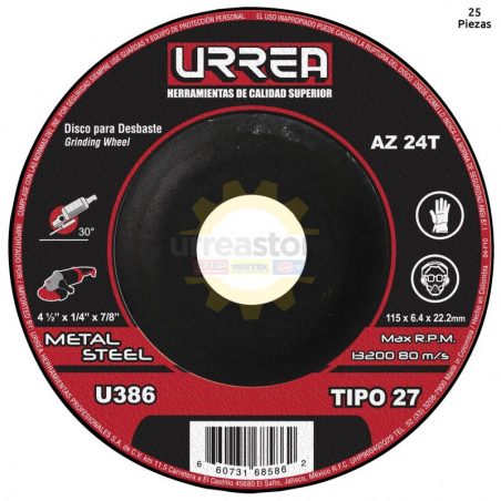 U386 Disco t/27 metal41/2x1/4 pulgadas m/pes Urrea