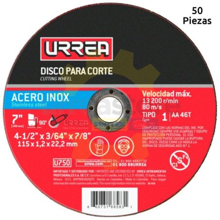 U750 Disco t/1 inox4-1/2x3/64 pulgadas m/pes Urrea