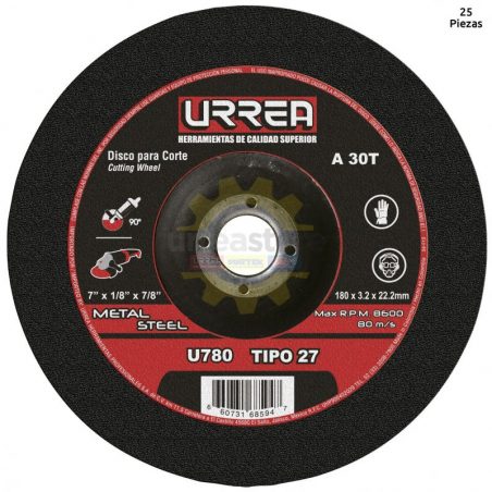 U780 Disco t/27 metal 7x1/8 pulgadas e/pes Urrea