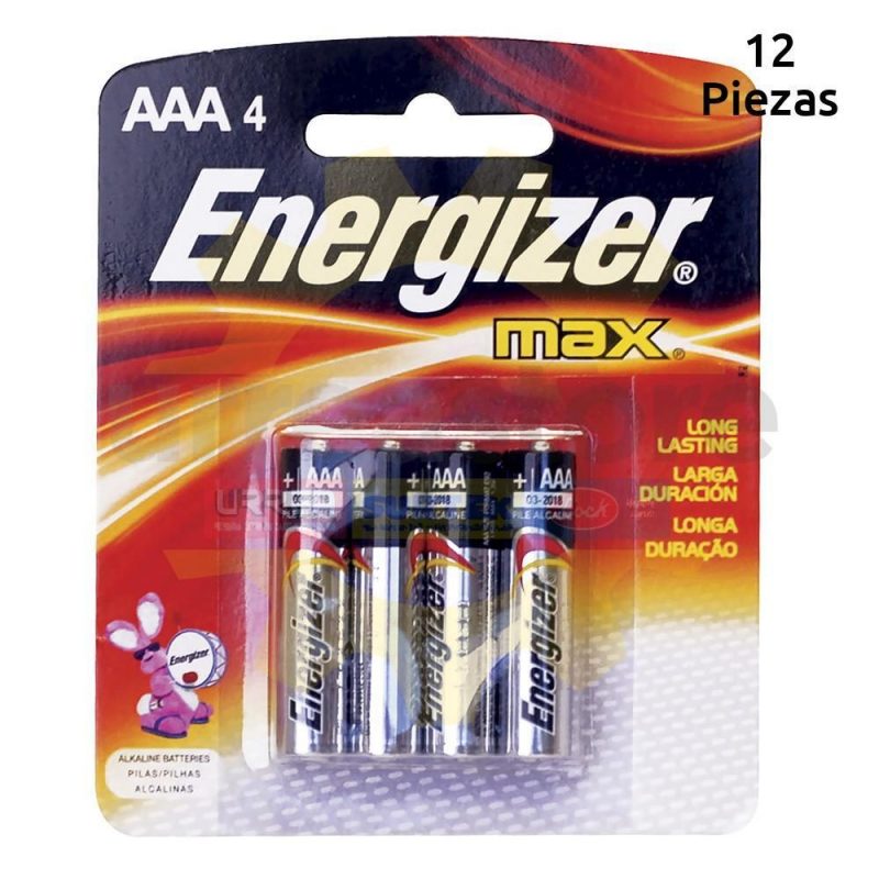 Pila alcalina marca Energizer® AAA con 4 piezas Surtek E92BP-4 | Urrea store