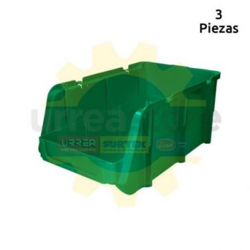 GAVV3 Gaveta plástica color verde pico de pato 14" x 8" x 7" Surtek