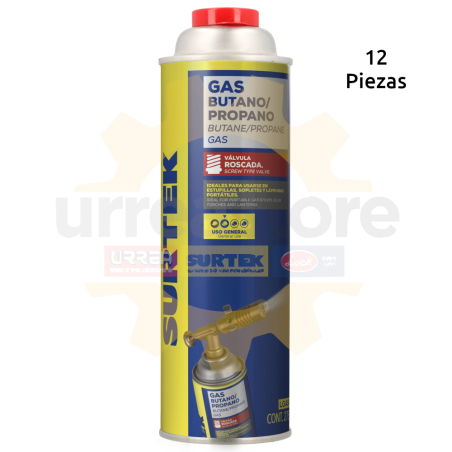 LGASO Lata de gas butano/propano con válvula roscada 275 g Surtek