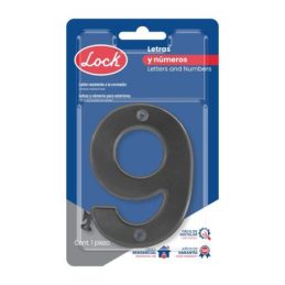 Número 9 bold 4" negro Lock