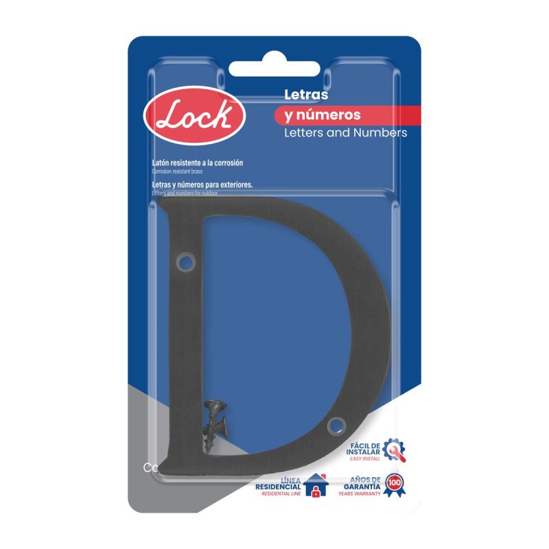 Letra D slim 4" negro Lock Letra D slim 4" negro Lock