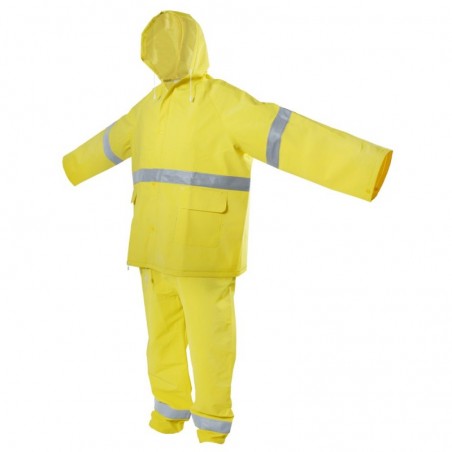 137615 Surtek Juego de traje impermeable con reflejante de dos piezas color amarillo talla chica