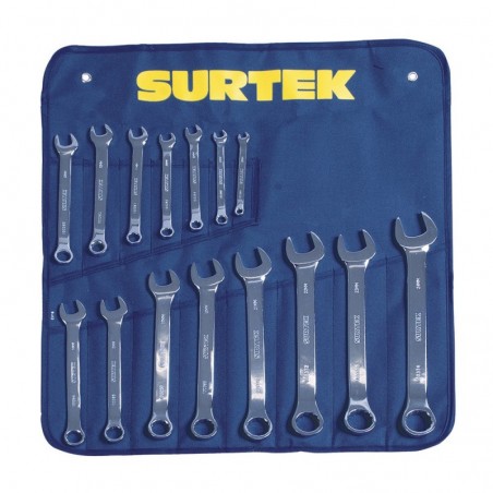 100563 Surtek Juego 15 llaves comb pulido espejo 12 puntas métricas