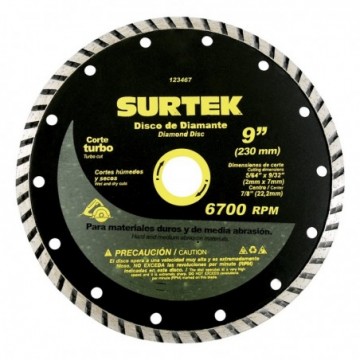 123467 Disco de diamante corte turbo 9 pulgadas Surtek
