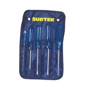 D01P Juego de 5 destornilladores azules combinado Surtek