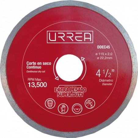 DDEC45 Disco de diamante extra pesado corte continuo 4 1/2 pulgadas Urrea