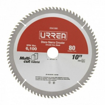 DSA1080 Disco sierra circular para aluminio 10 pulgadas 80 dientes Urrea