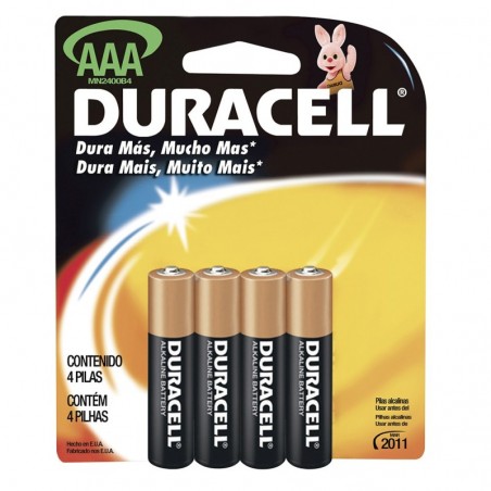 Pila alcalina marca Duracell® AAA con 4 piezas Surtek MN2400