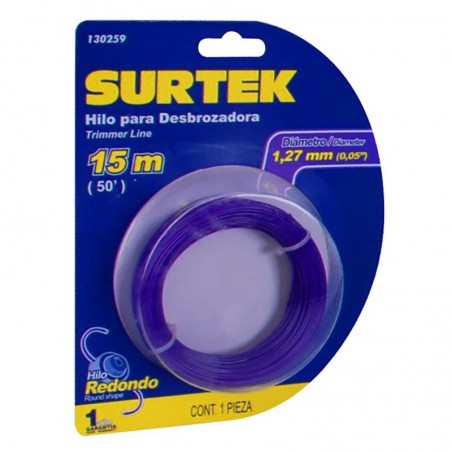 130259 Nylon para desbrozadora en blíster 1.27mm x 15 mt Surtek