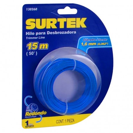 130260 Nylon para desbrozadora en blíster 1.65mm x 15 mt Surtek