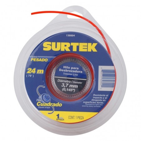 130804 Surtek Nylon cuadrado p desbroz doble blíster 3.7mm x 24 m