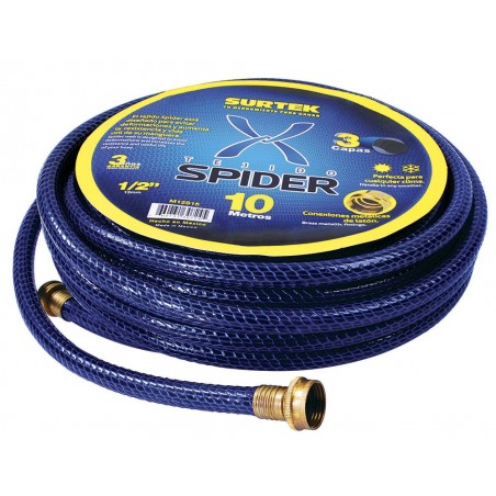 M12S20 Surtek Manguera Spider 1/2 pulgadas armada, conector metálico 20m